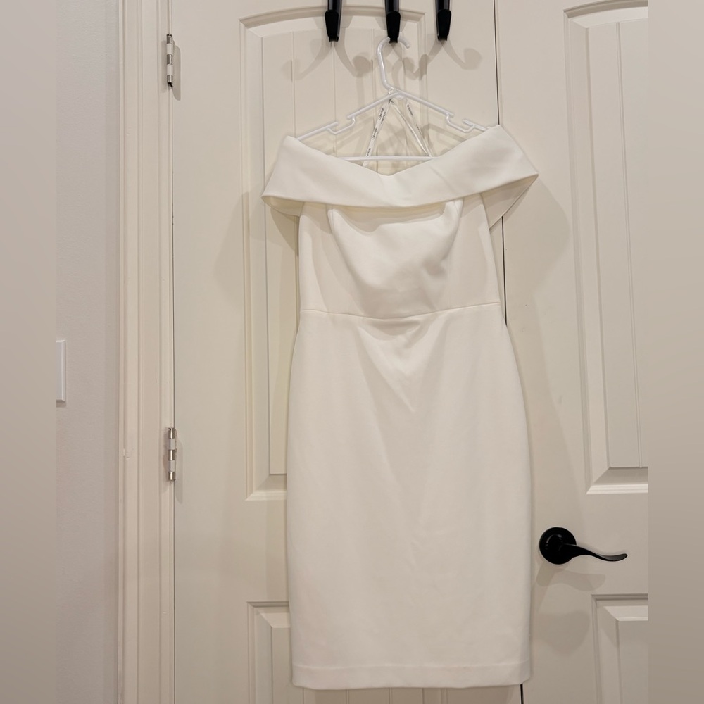 Calvin Klein Elegant Off-Shoulder White Dress